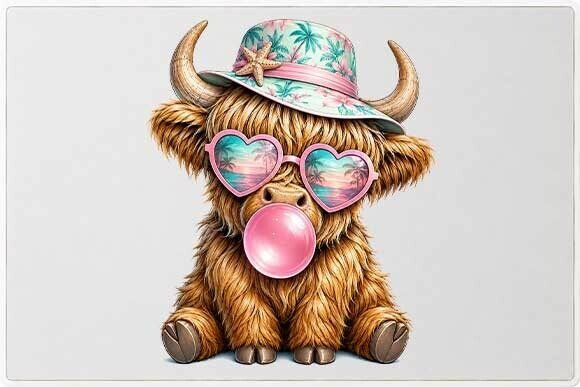 Download Cute Highland Cow Summer Graphic PNG - Cute Collection