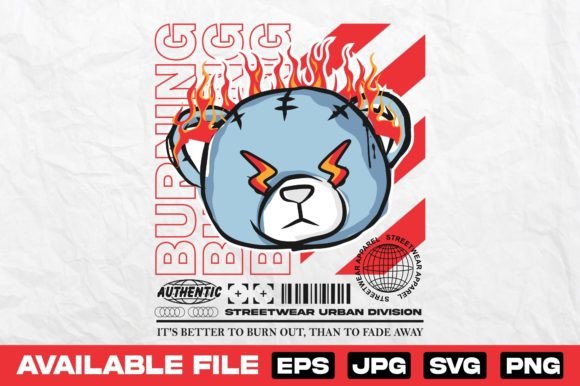 Download Burning Bear Doll Vintage T Shirt Design - T shirt design Collection