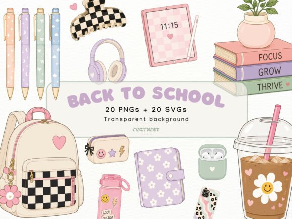 Download Back to School Cliparts, Cute Stationery - Cute Collection