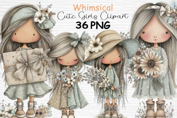 Download Whimsical Cute Girls Clipart PNG - Cute Collection