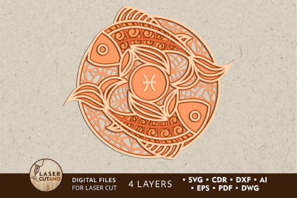 Download Pisces Wall Decoration, Laser Cut File - Wall decoration Collection